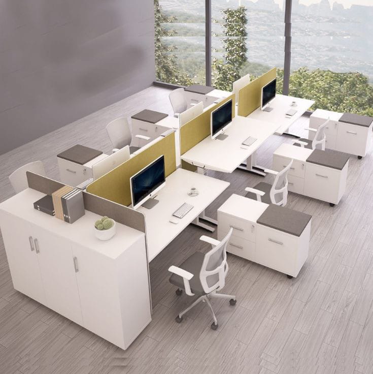 تصميم محطات عمل زاوية وفواصل شفافة من Office Art